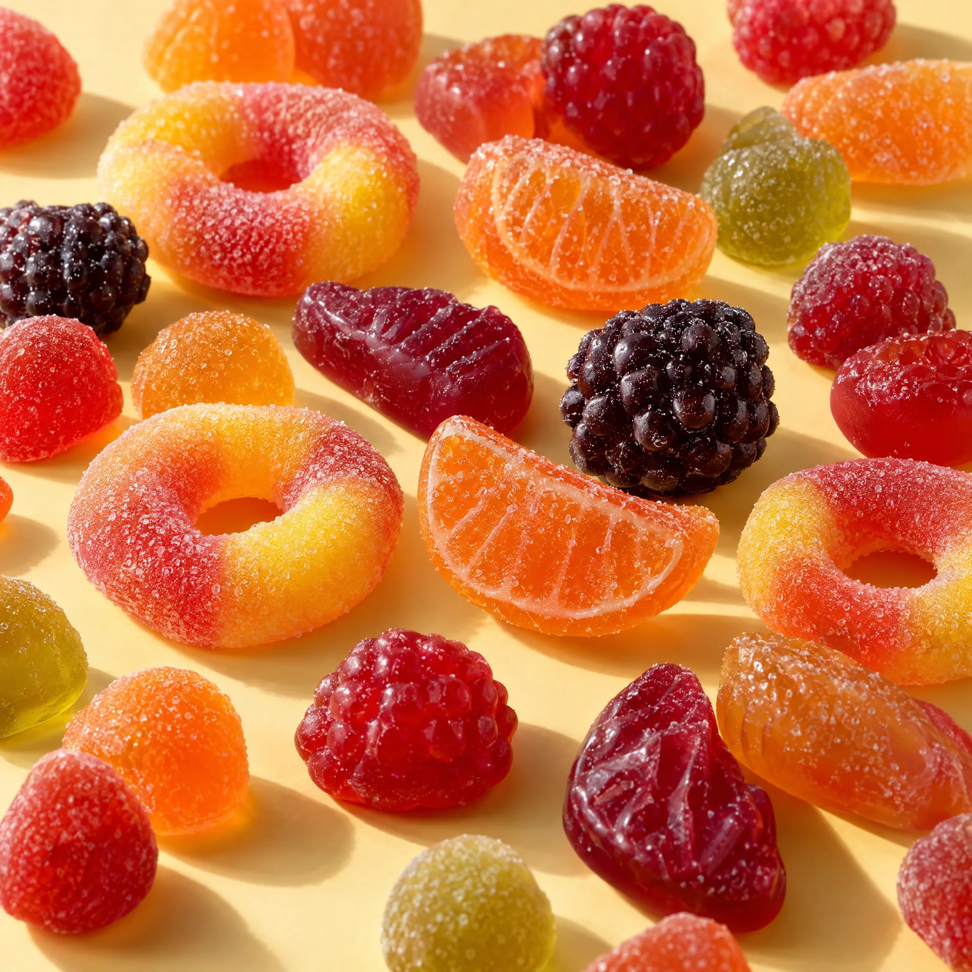 Gomas de fruta coloridas